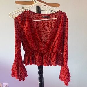 Red and Black Polka Dot Blouse